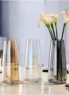 Qiccijoo Qiccijoo Glass Vase Aurora Phantom Clear Glass Vase Flower Glass Vase for Decor Home Handmade Modern Large Flower Vases for Centerpieces,Wedding,Office,Living Room（Amber）  - Image 2