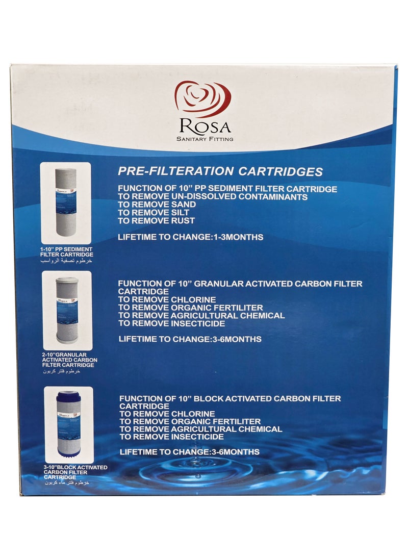 Rosa - Rosa 3-Stage Water Filter Cartridge Set – PP Sediment, Granular Activated Carbon (UDF), Block Activated Carbon (CTO) – 10" Universal Fit - Image 1