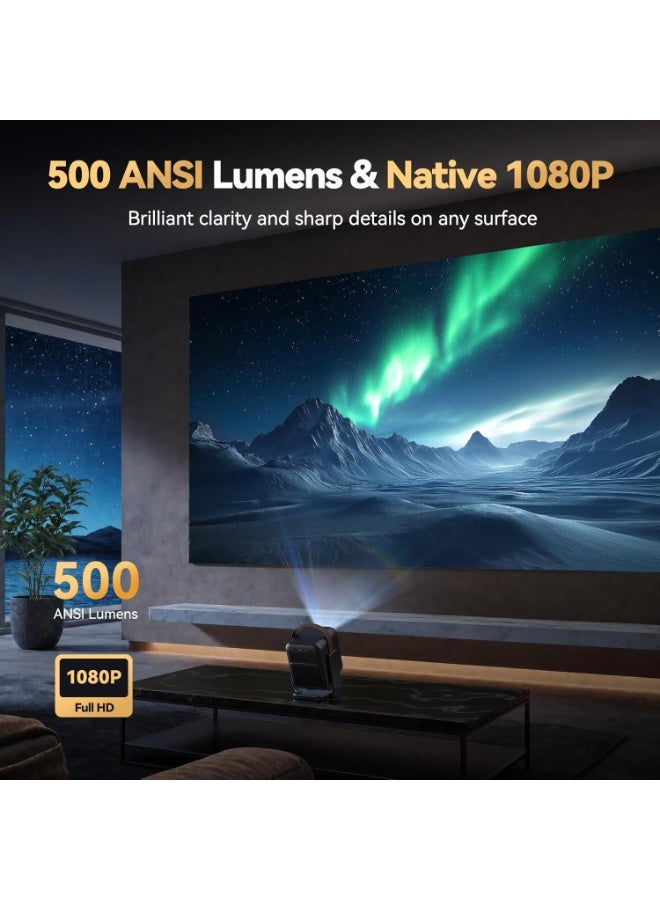 wanbo ToGo Pro 2026 Portable Smart Projector 2GB RAM + 32GB Storage, Google TV 14, Native 1080P FHD, 4K Support, 500 ANSI Lumens, 99Wh Battery Up to 3.5H, Auto Focus, 360° Rotation, Outdoor Camping & Home Cinema Projector - Image 2