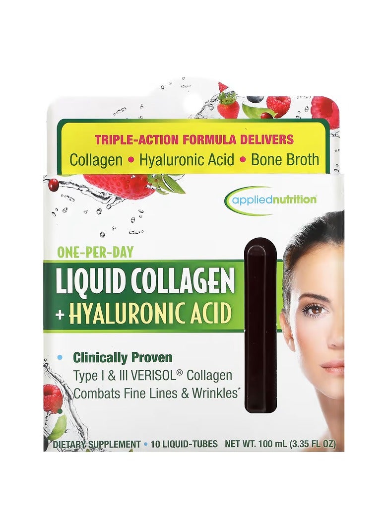 أبلايد نيوتريشن الكولاجين السائل + حمض الهيالورونيك، 10 أنابيب سائلة، 10 مل لكل أنبوب - Image 1