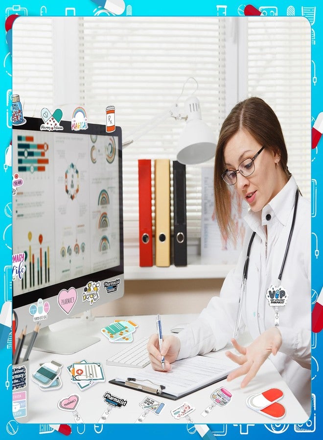 Jiytivity 86 Pcs Pharmacy Technician Gift Include Pharmacy Pens Pharmacist Sticky Notes Badge Reels Stickers for Pharmacist Gifts Set Doctor Nurses Week Medical Assistant Technician Clinic Supplies - Image 5