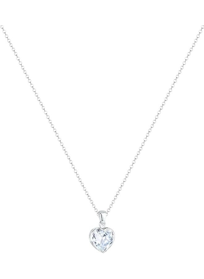 Heart Pendant Necklace with Matching Crystal Stud Earrings – Silver-Tone Elegant Jewelry Set - Image 2