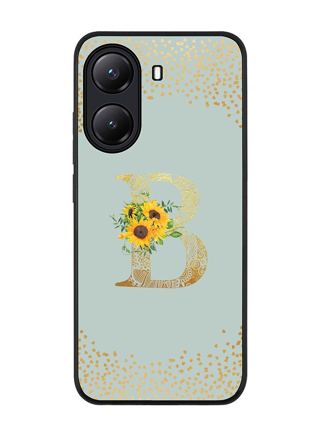 Stylizedd For Xiaomi Poco X7 Pro 5G Case,Slim fit Camera Protection, Shockproof Thin Phone cover  - Custom Floral Monogram - B  (Light Grey ) - Image 1