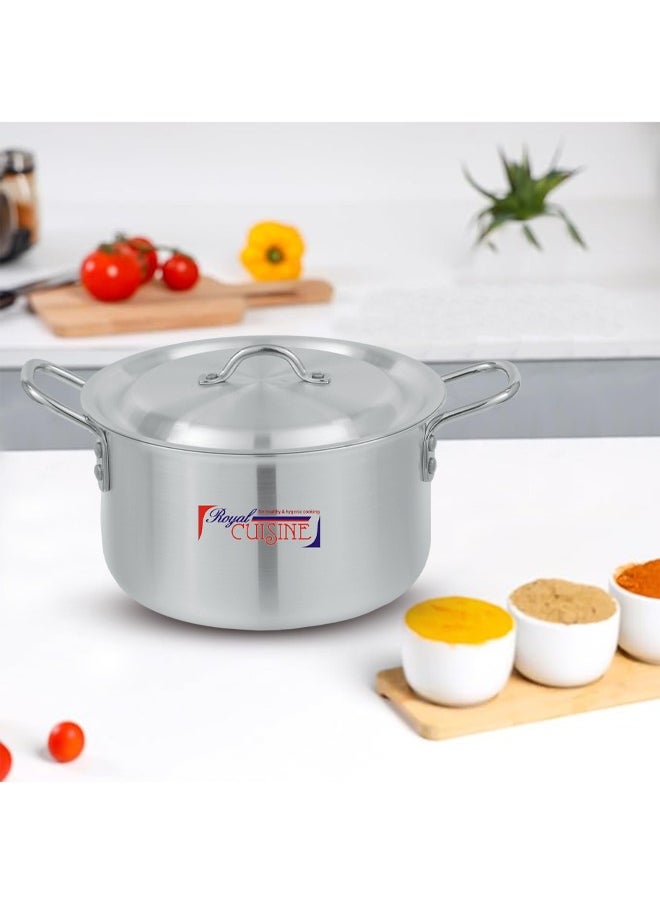 Royal Cuisine - Royal Cuisine Aluminium Cookware Set 1x5 – 5 Pcs Stock Pot Set with Lids, Durable High-Grade Aluminium, Shiny Metal Finish, Dishwasher Safe, Stackable Design, Sizes 18-28 cm (2.7-9.4 Ltr),Cooking Pot - Image 1