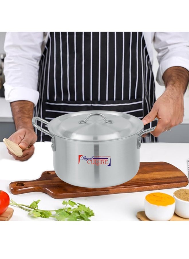 Royal Cuisine - Royal Cuisine Aluminium Cookware Set 1x5 – 5 Pcs Stock Pot Set with Lids, Durable High-Grade Aluminium, Shiny Metal Finish, Dishwasher Safe, Stackable Design, Sizes 18-28 cm (2.7-9.4 Ltr),Cooking Pot - Image 1