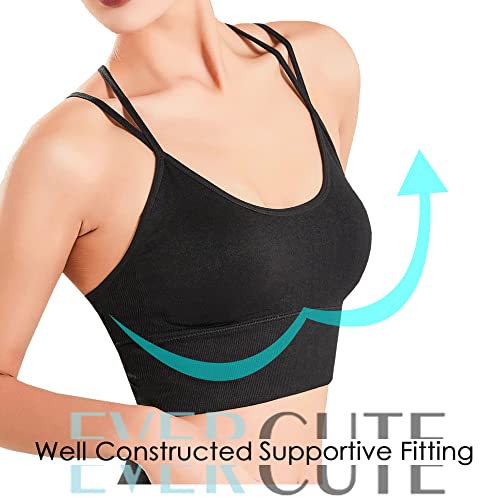 Evercute Cross Back Sport Bras Padded Strappy Criss Cross Cropped Bras for Yoga Workout Fitness Low Impact - Image 3