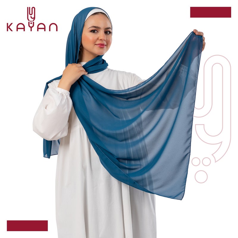 كايان طرحة شيفون سادة بتصميم مميز - متعدد الألوان - Image 1
