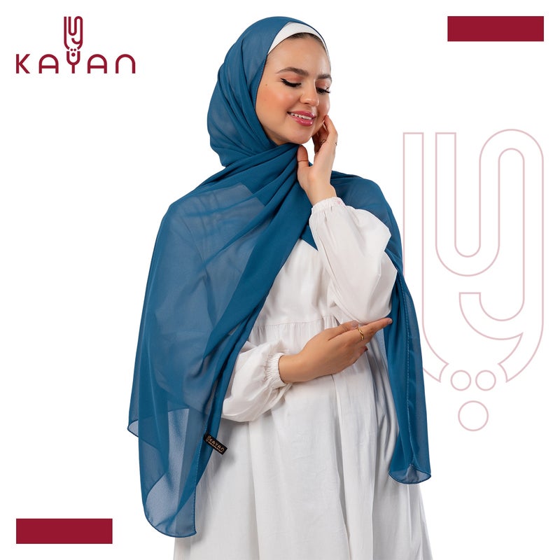 كايان طرحة شيفون سادة بتصميم مميز - متعدد الألوان - Image 2