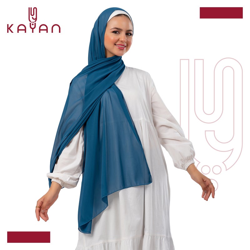 كايان طرحة شيفون سادة بتصميم مميز - متعدد الألوان - Image 3