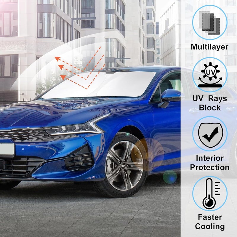 LHFLIVE Windshield Sun Shade Custom 2021-2024 Fit Kia K5, GT-Line, GT, Sedan Accessories Front Sunshade Shield Blocker Sun Visor Heat Protection - Image 2
