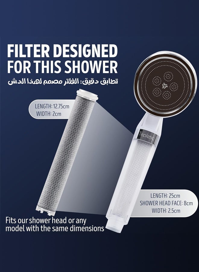 Shower Filter Refill 2 Pack, Hard Water Replacement Cartridges, Removes Chlorine & Heavy Metals, 1-Min Easy Install, Fits ONLY 2.8D x 5.5W x 15H cm Tripletic FZC Shower Head - Image 5