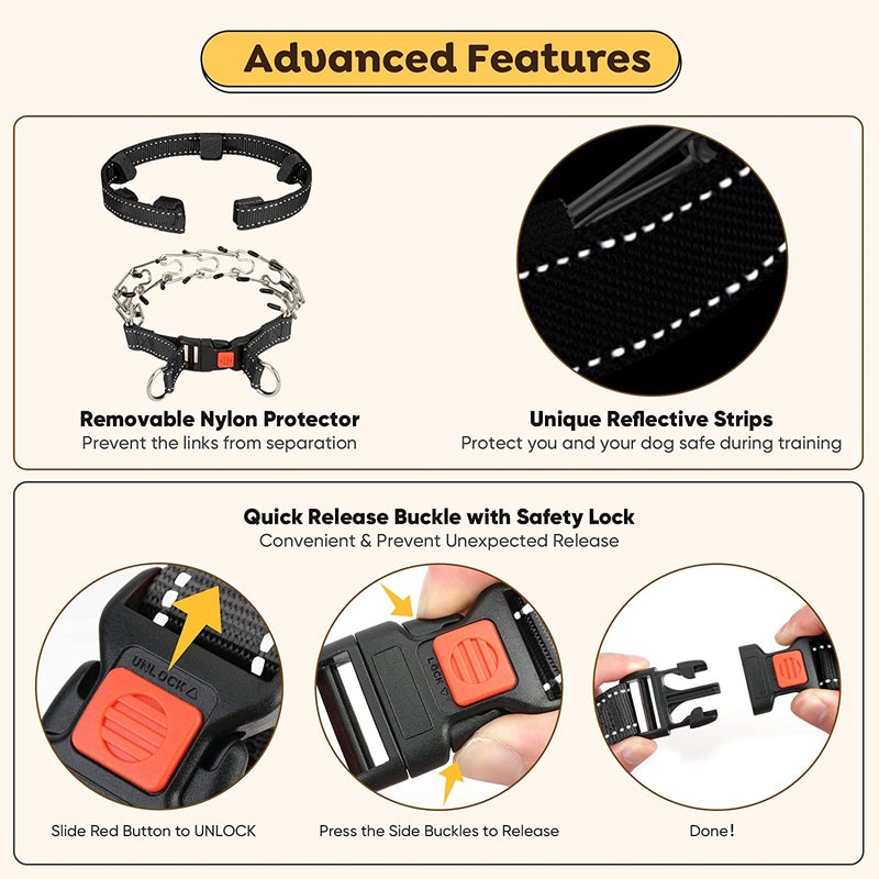 Prong Training Pinch Collar for Dogs with Removable Nylon Protector and Quick-Release Buckle, Extra Prongs for Large Medium Small Dogs L - Image 4