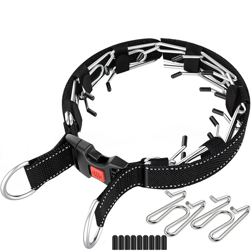Prong Training Pinch Collar for Dogs with Removable Nylon Protector and Quick-Release Buckle, Extra Prongs for Large Medium Small Dogs L - Image 1