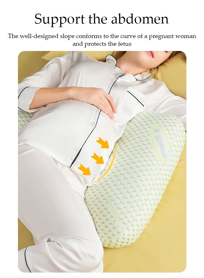 DUNISO Maternity Pillow for Sleeping, Rectangular Enlarged and Widened Maternity Pillow，Super Soft and Comfortable Side Sleeping Support for Back, Belly, and Legs for Pregnant Women, Pregnancy Pillow with Detachable and Adjustable Pillow Cover，Rosen Green  - Image 4