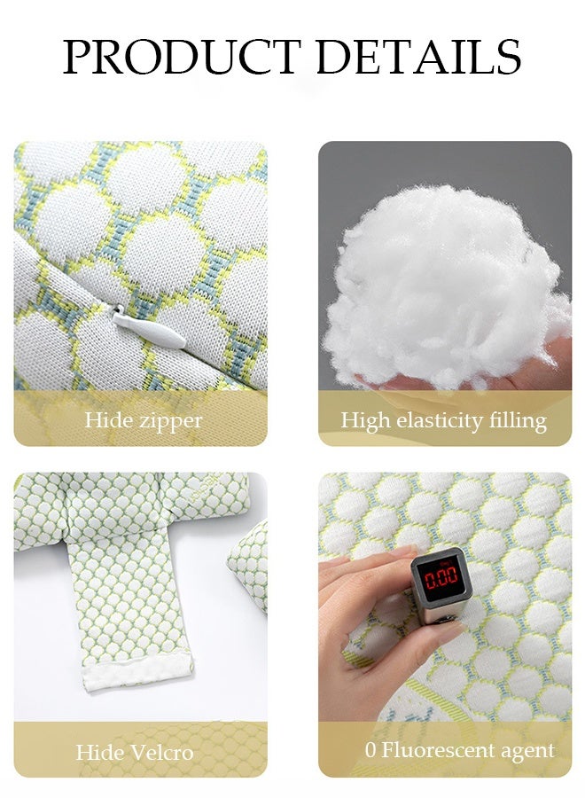 DUNISO Maternity Pillow for Sleeping, Rectangular Enlarged and Widened Maternity Pillow，Super Soft and Comfortable Side Sleeping Support for Back, Belly, and Legs for Pregnant Women, Pregnancy Pillow with Detachable and Adjustable Pillow Cover，Rosen Green  - Image 3