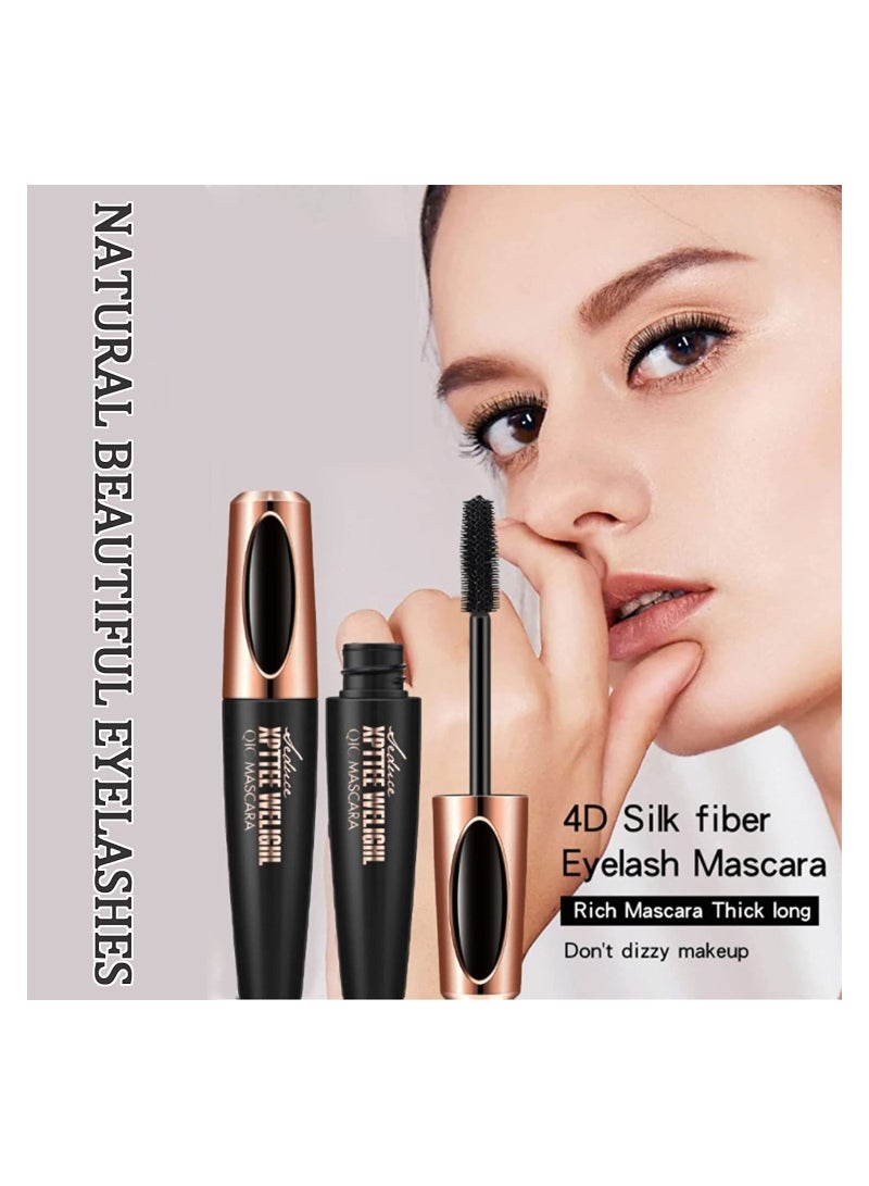 Generic 4 Pcs 4D Silk Fiber Lash Mascara Set - Liquid Extension Makeup for Luxuriously Longer, Thicker, and Voluminous Waterproof Eyelashes, Smudge-proof, Natural Look, No Clumping, All-Day Wear.  - Image 2