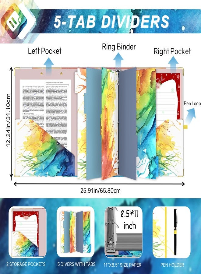 EYROZILL 3 Ring Binder 2 Inch with clipboard for Letter-Size 11" x 8.5" Three Ring Binder with 5-Tab Dividers and File Folder Labels for School Class Office Supplies, Rainbow - Image 4