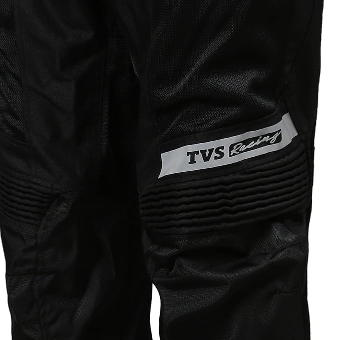TVS Riding Pants for Men with CE Level-2 Knee Armor, High-Abrasion Resistance |Adjustable Comfort Fit Mesh for Ventilation|Day-Night Reflective Safety|Motorcycle Bike Accessories- (Black/Grey-M) - Image 3