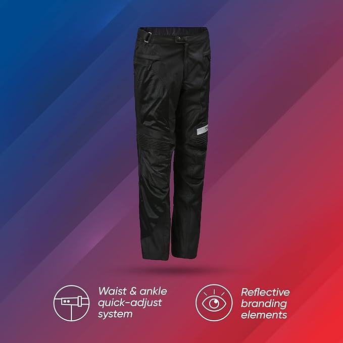 TVS Riding Pants for Men with CE Level-2 Knee Armor, High-Abrasion Resistance |Adjustable Comfort Fit Mesh for Ventilation|Day-Night Reflective Safety|Motorcycle Bike Accessories- (Black/Grey-M) - Image 1