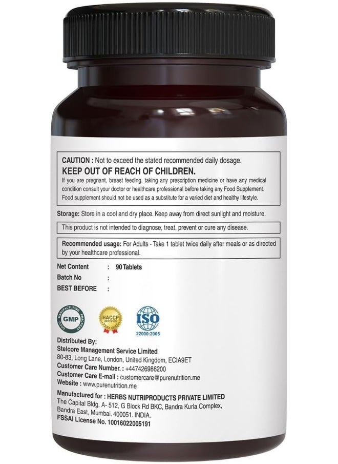 Pure Nutrition - Pure Nutrition Ultra Calcium Citrate 1250mg Highly absorbable Calcium Supplement with Calcium Citrate Malate, Vitamin D, Zinc and Magnesium - 1 Tablet Daily (90 Veg Tabs) Non-GMO | Gluten-Free - Image 1