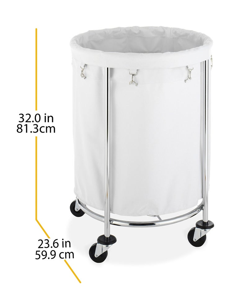 Whitmor Round Commercial Laundry Hamper with Removable Liner and Heavy Duty Wheels -Chrome (6894-3499-BB) - Image 4
