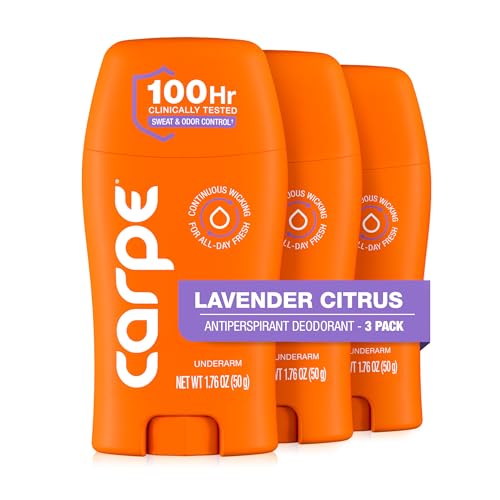 Carpe Underarm Antiperspirant for Women 100 Hour Sweat Odor Control Lavender Deodorant Clinical Deodorant for Women Lavender Citrus 3 Pack - Image 1