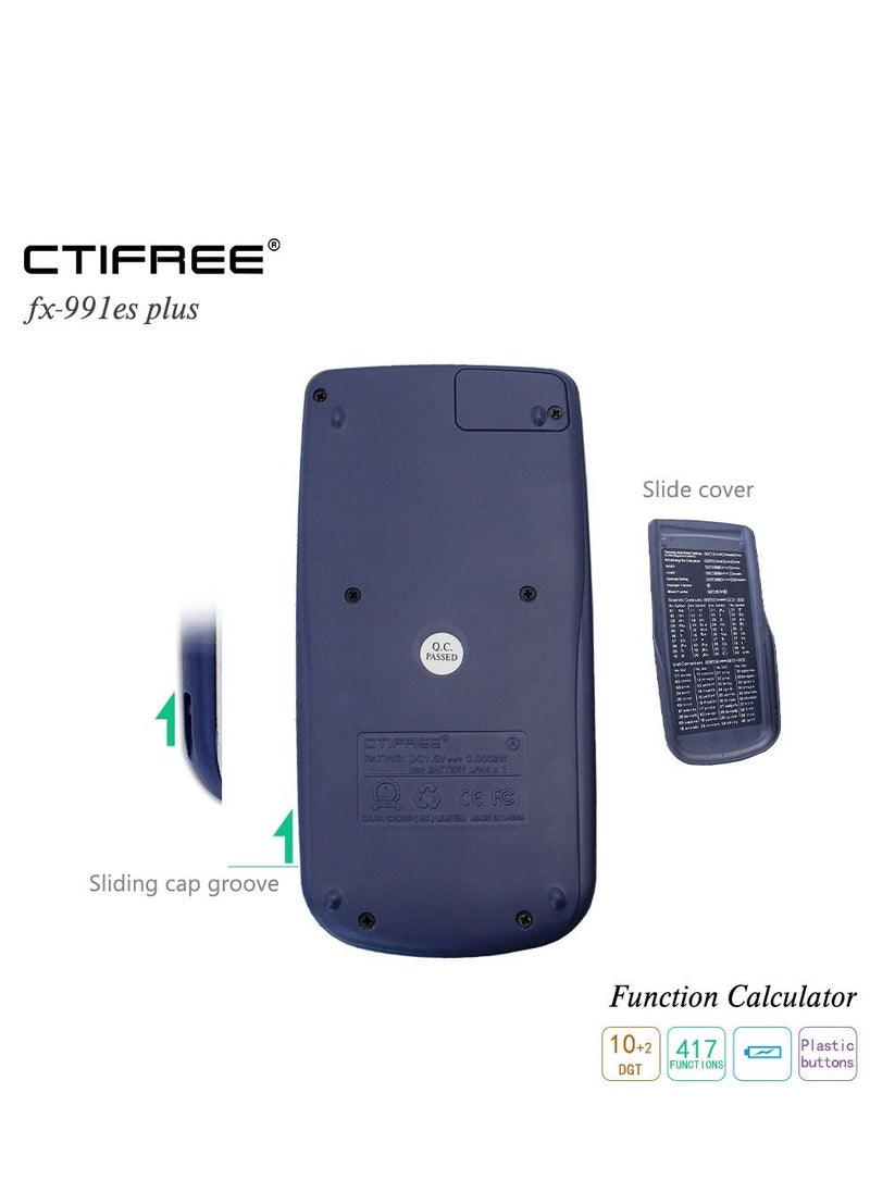 CTIFREE - آلة حاسبة علمية FX 991 ES Plus 417 دالة 2 سطر 10+2 أرقام شاشة مكتوبة آلة حاسبة علمية شمسية - Image 1