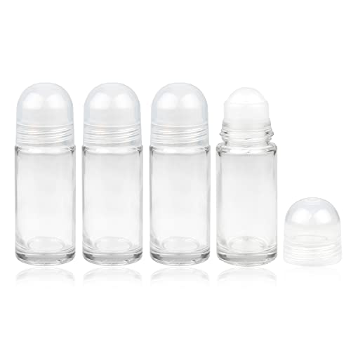 Wresty 4 Pcs 50ml17oz Rollon Deodorant Bottles Perfume Essential Oil Roller Bottles DIY Travel Deodorant Container With Plastic Roller BallClear Cap - Image 2