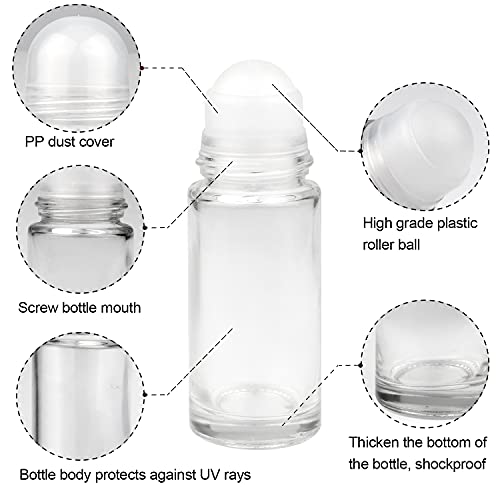 Wresty 4 Pcs 50ml17oz Rollon Deodorant Bottles Perfume Essential Oil Roller Bottles DIY Travel Deodorant Container With Plastic Roller BallClear Cap - Image 5