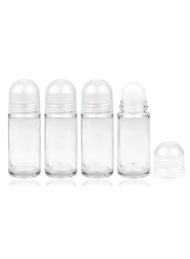 Wresty 4 Pcs 50ml17oz Rollon Deodorant Bottles Perfume Essential Oil Roller Bottles DIY Travel Deodorant Container With Plastic Roller BallClear Cap - Image 1