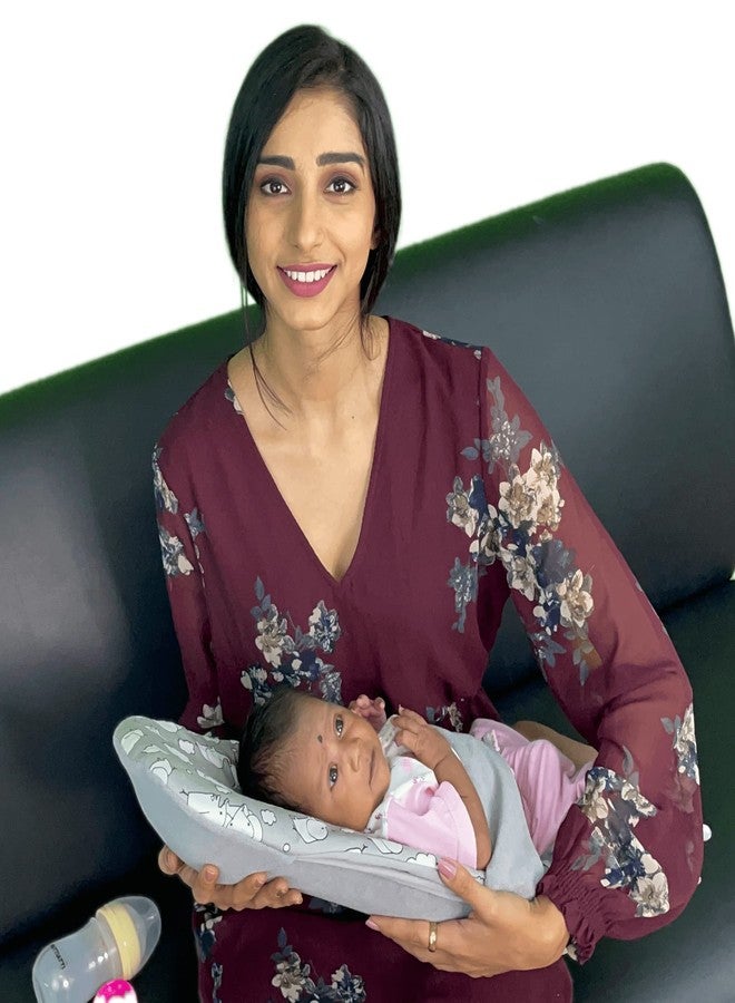 HOOPA 2-in-1 Infant Carrier for Newborn (0–4 Months) | Reclined Carrying & Breastfeeding Support | Strong Back Support | Indoor & Outdoor Use | Feeding Pillow | Nursing pad | Grey - Image 1