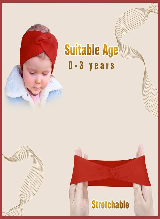 SYGA Pack Of 3 Baby Headbands Soft Nylon Cross Strechable Hairbands For Newborn Infant Toddlers Kids 0-3 Year (Red-Purple-Coffee) - Image 3