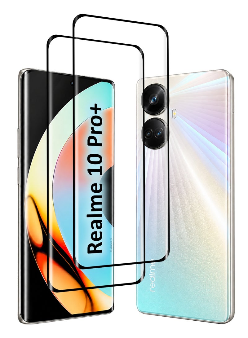 CATANES 2 PACK 3D Curved Tempered Glass Screen Protector for Realme 10 Pro Plus – Full Coverage Premium Display Guard Film with Black Silk Edge Border, 9H Hardness, Anti-Scratch and Bubble-Free Clear Glass - Image 2