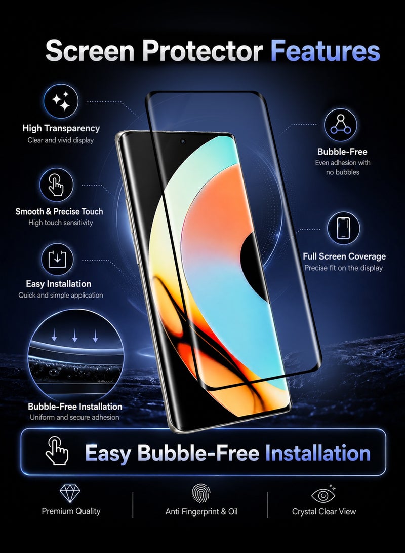 CATANES 2 PACK 3D Curved Tempered Glass Screen Protector for Realme 10 Pro Plus – Full Coverage Premium Display Guard Film with Black Silk Edge Border, 9H Hardness, Anti-Scratch and Bubble-Free Clear Glass - Image 4
