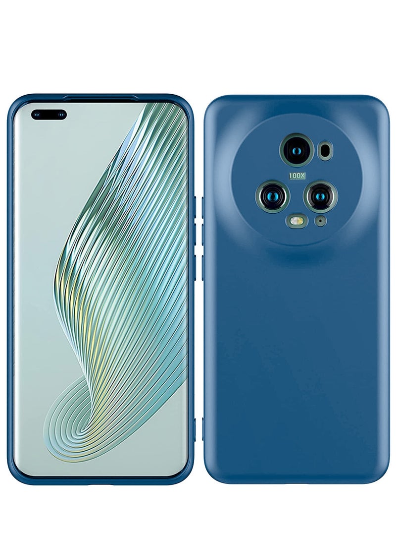 دبليو تيك غطاء جراب هاتف TPU رفيع للغاية من السيليكون السائل لهاتف Honor Magic 5 Pro 5G 2023 باللون الأزرق الداكن - Image 1