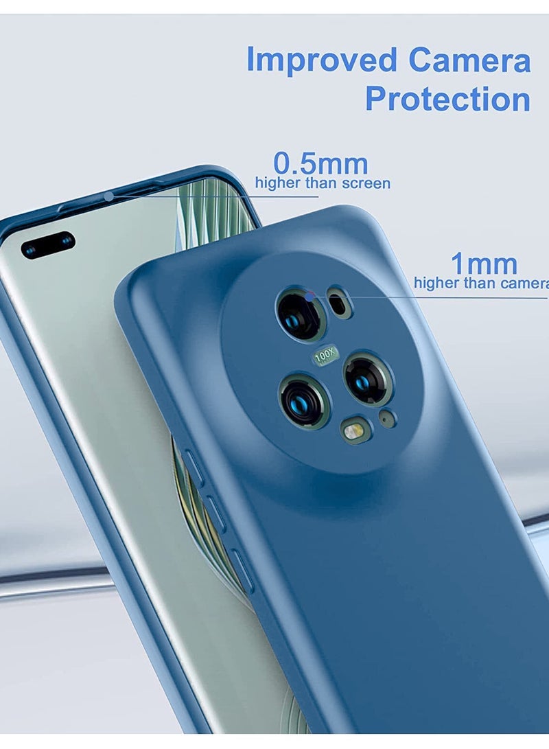 دبليو تيك غطاء جراب هاتف TPU رفيع للغاية من السيليكون السائل لهاتف Honor Magic 5 Pro 5G 2023 باللون الأزرق الداكن - Image 3