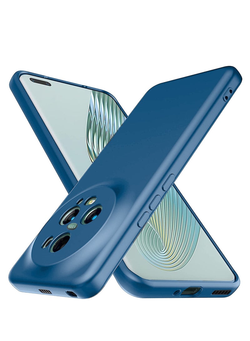 دبليو تيك غطاء جراب هاتف TPU رفيع للغاية من السيليكون السائل لهاتف Honor Magic 5 Pro 5G 2023 باللون الأزرق الداكن - Image 2