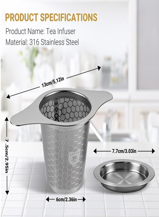 ANTYA 2 Packs 316 Stainless Steel Tea Strainer Extra Fine Mesh Infuser With Wide Rim Handles for Hanging on Teapots or Cups to Steep Loose Leaf Tea and Coffee - Image 2