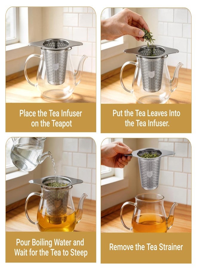ANTYA 2 Packs 316 Stainless Steel Tea Strainer Extra Fine Mesh Infuser With Wide Rim Handles for Hanging on Teapots or Cups to Steep Loose Leaf Tea and Coffee - Image 5