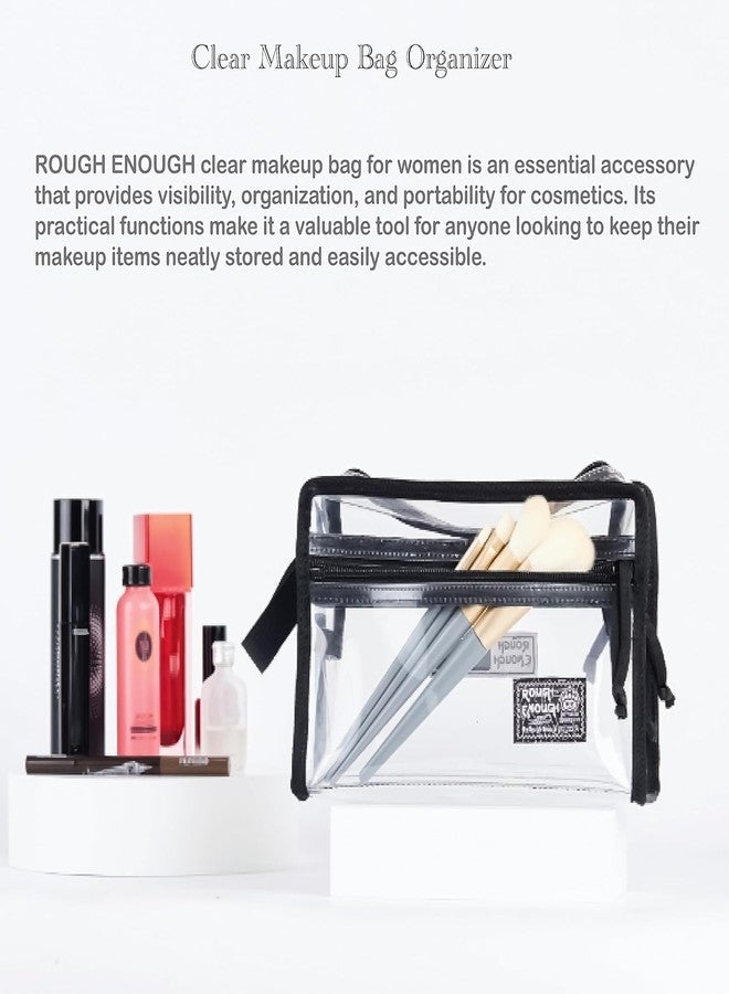 RE ROUGH ENOUGH Rough Enough Clear Travel Cosmetic Bag Toiletry Makeup Bags for Women Men Skincare Essentials Transparent Pouch Organizer with Handle - Image 5