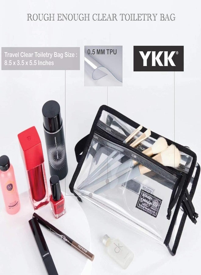 RE ROUGH ENOUGH Rough Enough Clear Travel Cosmetic Bag Toiletry Makeup Bags for Women Men Skincare Essentials Transparent Pouch Organizer with Handle - Image 4
