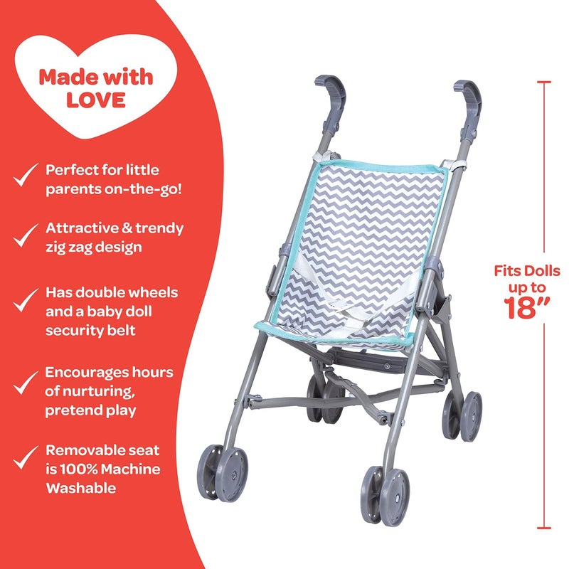 Adora عربة أطفال أadora الواقعية والإبداعية بتصميم متعرج ممتع، غطاء شمس قابل للتعديل؛ تخزين ملحقات الدمى ومقعد عربة قابل للإزالة يناسب الدمى حتى 18 بوصة - صغيرة - Image 3