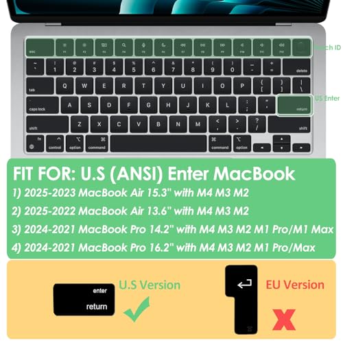 ProElife Korean Keyboard Cover Skin for 2024-2022 MacBook Air 13.6 15 inch M3 M2 A3113/A3114/A2681/A2941 & 2023-2021 MacBook Pro 14 16.2 inch M3 M2 M1 Pro/Max A2918/A2992/A2779/A2780/A2991 Accessory - Image 2