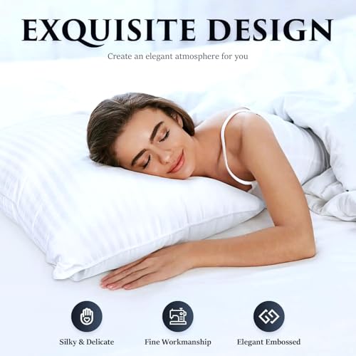 AJISH Ultra Soft Sleeping Bed Pillows Set of 2, 20 X 36 Inch King Size - Fluffy Microfiber Filled Stripe White Pillows, Bed Pillows for Sleeping, All Season Comfort, Hotel Quality, Skin Friendly - Image 5