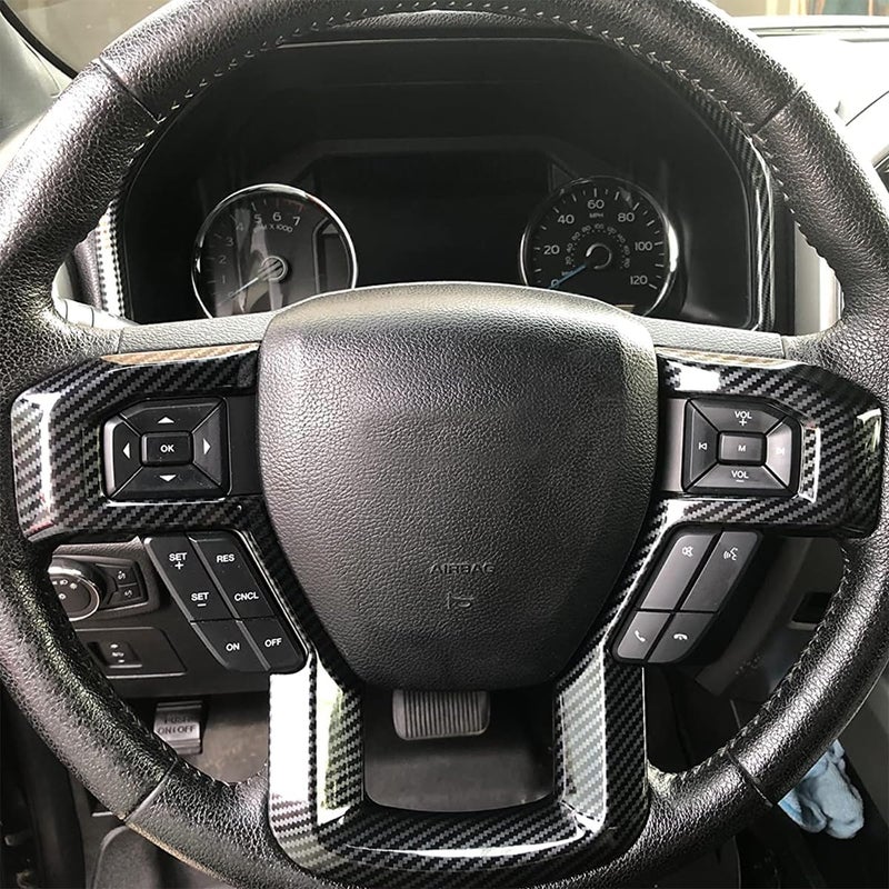 Keptrim for F-150 ABS Carbon Fiber Steering Wheel Cover Trim for 2015 2016 2017 2018 2019 2020 Ford F150, for 2017-2022 F250 F350, for 2018-2021 Ford Expedition - Image 2