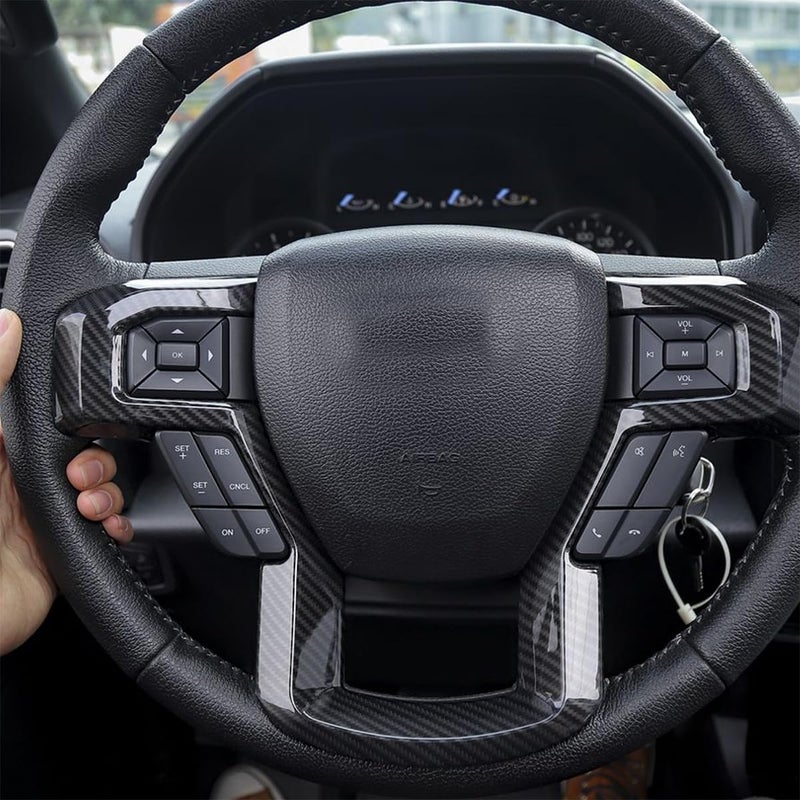 Keptrim for F-150 ABS Carbon Fiber Steering Wheel Cover Trim for 2015 2016 2017 2018 2019 2020 Ford F150, for 2017-2022 F250 F350, for 2018-2021 Ford Expedition - Image 3