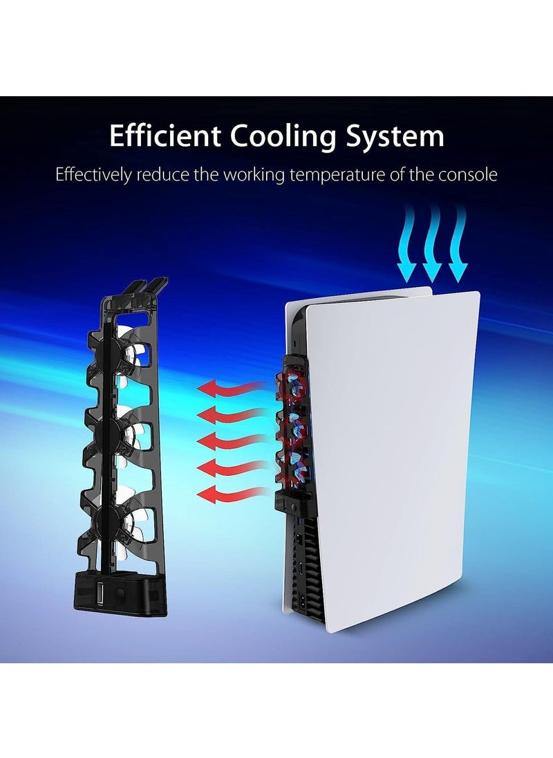 Generic PS5 Cooling Fan, PS5 Cooler with 3 High Speed Cooling Fans (5000RPM) and LED Lights, PS5 Cooling Fan with USB Port, PS5 Accessories for Sony PS5 Digital/Disc Edition  - Image 2