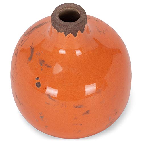 47th & Main Vintage Ceramic Vase 3.25" Mini, Round Orange - Image 3