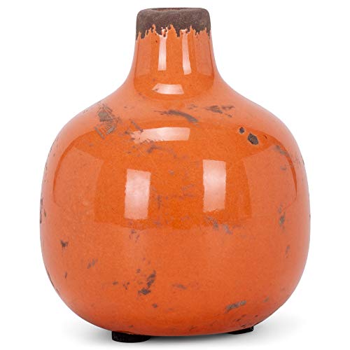 47th & Main Vintage Ceramic Vase 3.25" Mini, Round Orange - Image 1