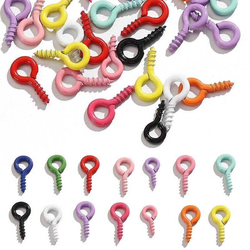 Mixed Color 200 Pcs 4Mm 8Mm Mini Spiral Eye Pins Corners Enamel Coated Metal Jewelry Findings For Diy Crafting Jewelry Making Supplies
